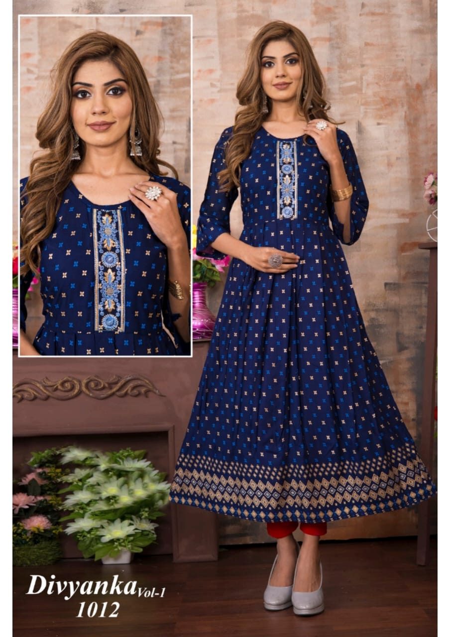Divyanka 1 Ethnic Wear Wholesale Anarkali Kurtis Catalog
